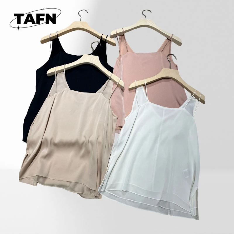 Elegant Satin Cami Top Women V Neck Sleeveless Silk Loose Fit Luxury Vest Summer Fashion Camisole BF2808