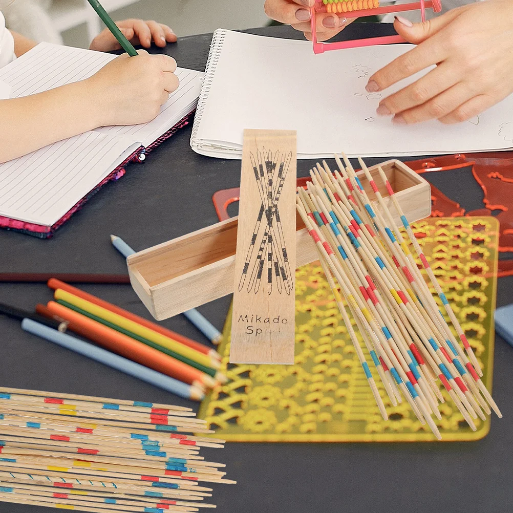 4 scatole di bastoncini di raccolta in legno Asta di raccolta educativa Gioco da tavolo Giochi per famiglie pick up stick in scatola