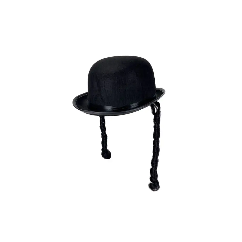 Black Color Round Bowler Hat Braided Detail With Black Braid Braided Top Hat Round Shape Unisex Design Black Party Hat Party