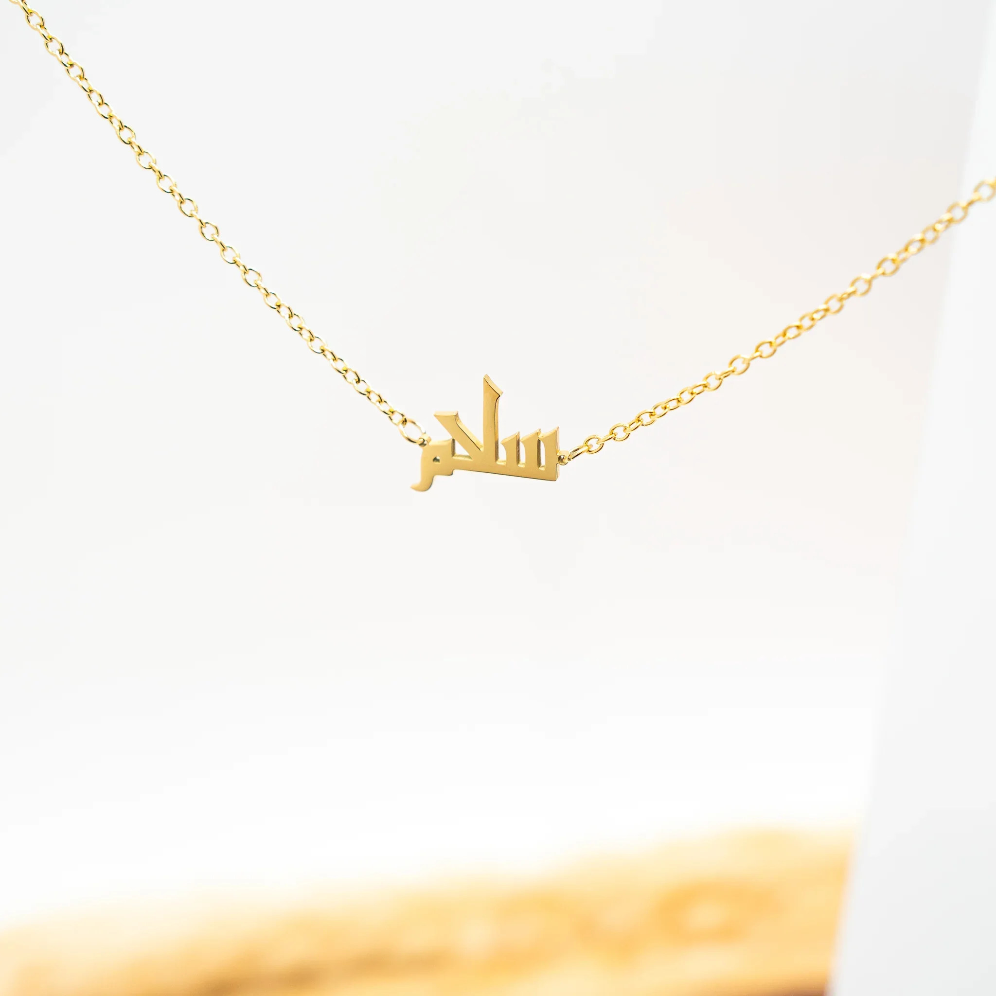 

Salaams Necklace Arabic: سلام Peace Personalized High Quality Stainless Steel Muslim People Necklace Eid Gift For Family