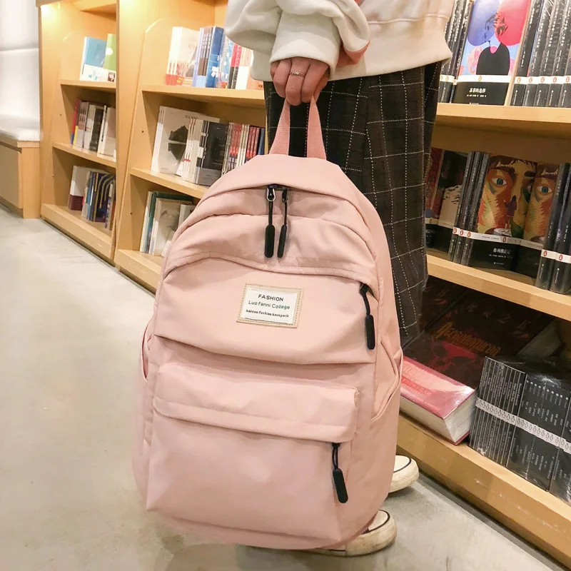 

New Casual Backpack Solid Color Nylon Women Backpack Student School Bag Teenage Girls Shoulder Bags Mochilas Rucksacks Backbag