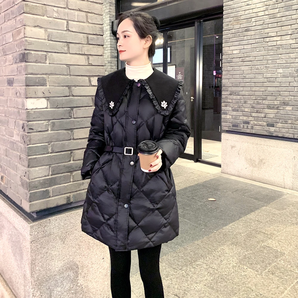 Fashion 2023 Cotton Jacket Winter Women Down Cotton Coats Winter Argyle Plaid Long Sleeve Sweet Coat Female Casual Warm Parkas