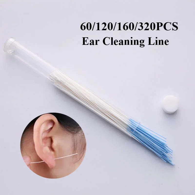 60/320PCS Ear Cleaning Line Portable Disposable Ear Hole Cleaner Dental Floss Ear Hole Care Tool Kit Piercing Cleaning Line