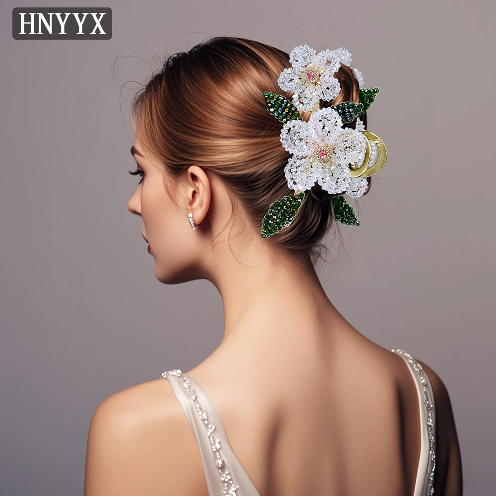 

YouLaPan Bridal Wedding Simulation Flower Hair Grab Handmade Bead Weaving Fashion Girls Banquet Everyday Hair Accessories YXA180