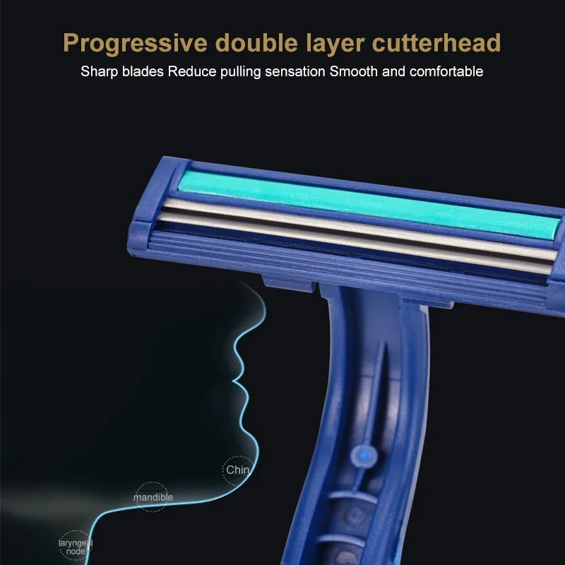 Manual Safety Razor Full Body Wash Disposable Shaver 2 Layer Blade with Lubrication Strip for Men Home Travel Shaving Machine