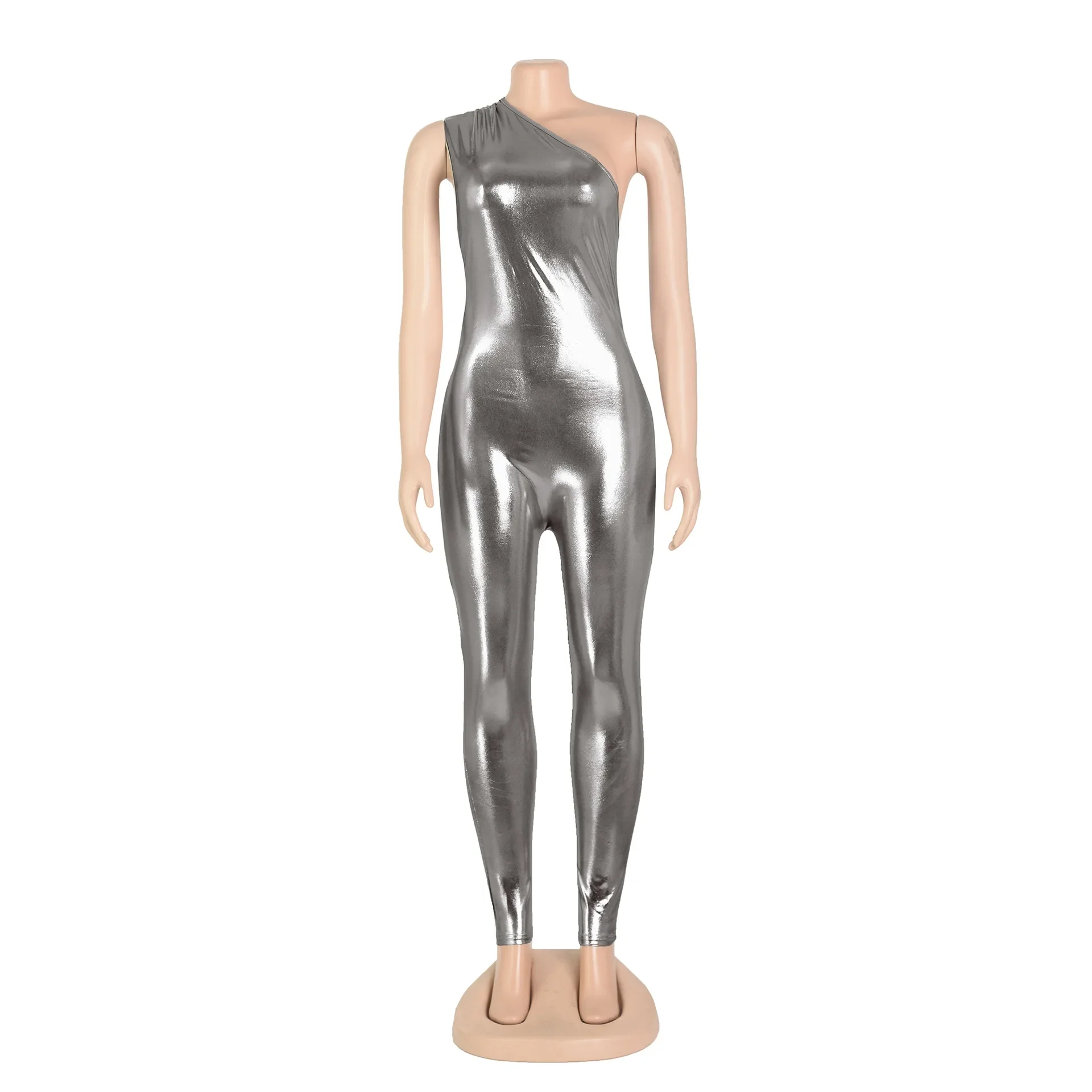 AL240 Women\'s Jumpsuit Metallic Sleeveless Sexy Jumpsuit Summer