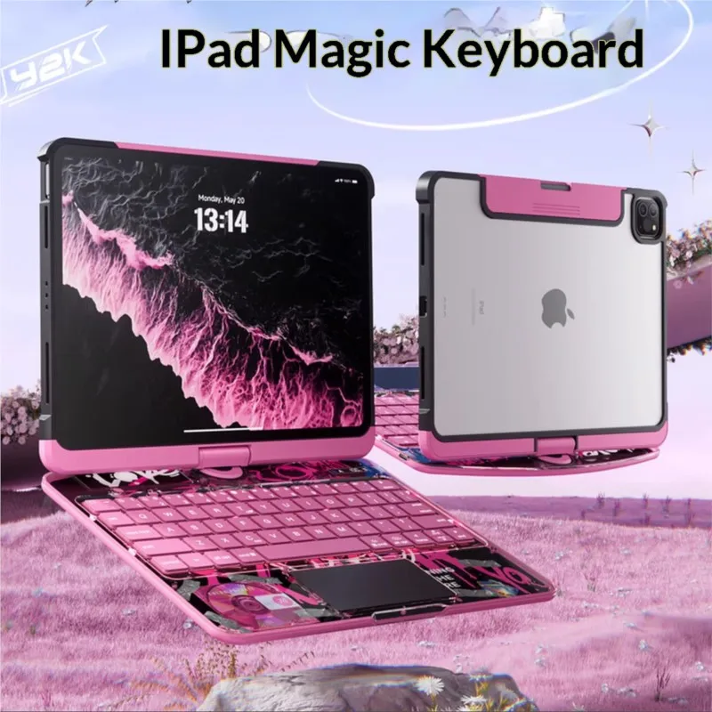 

360 Rotating Wireless Smart Bluetooth Keyboard Tablet Case Bundle For Pro11inch for Apple iPad Air7 Y2K New Style Pro 11 13 12.9