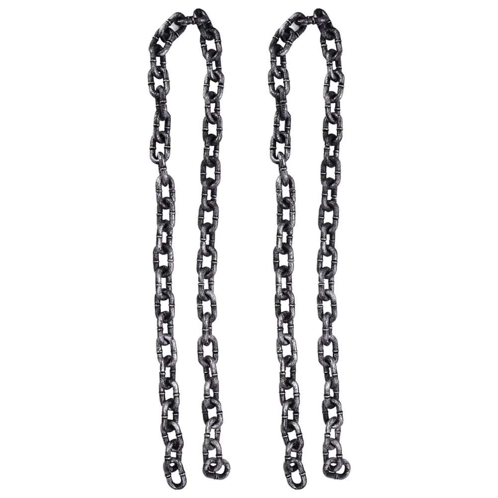

2pcs Simulated Iron Chain Props Plastic Chains for Costume Halloween Christmas Decor Fake Chain Link Decorations