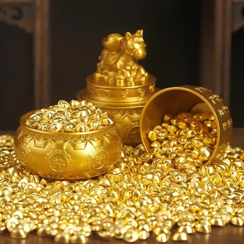 Small Ornament Small Brass Cornucopia Creative Handmade Treasure Bowl DIY Cornet Baifu Rice Cylinder Attract Wealth