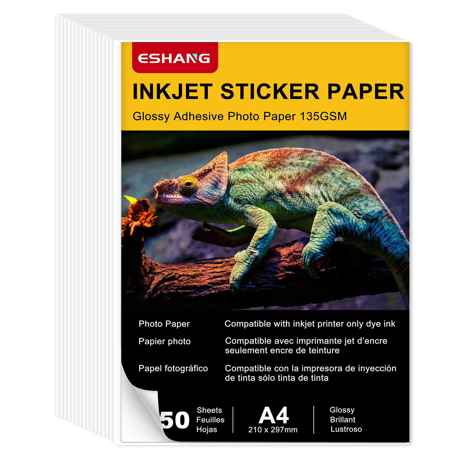 50 Sheets A4 Glossy Stickers Photo Paper 135gsm for Inkjet Printer 8.3x11.7
