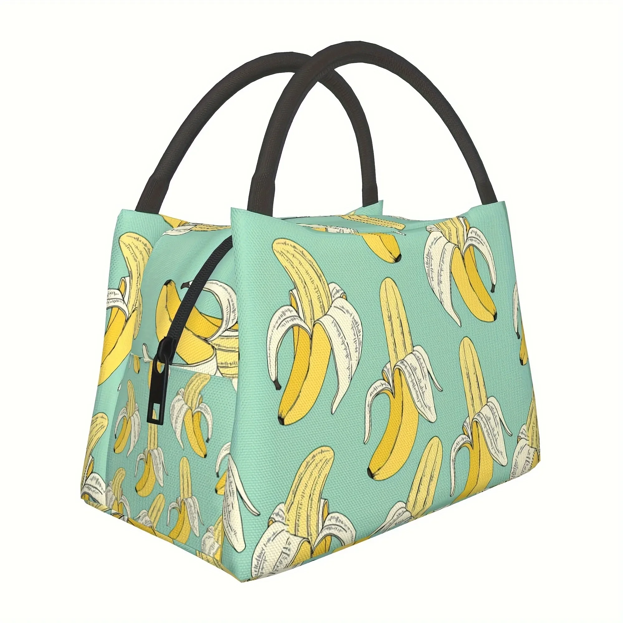 Banana Pattern Insulated Lunch Bag Reusable Large Cooler Handbag for Office Work Travel Picnic