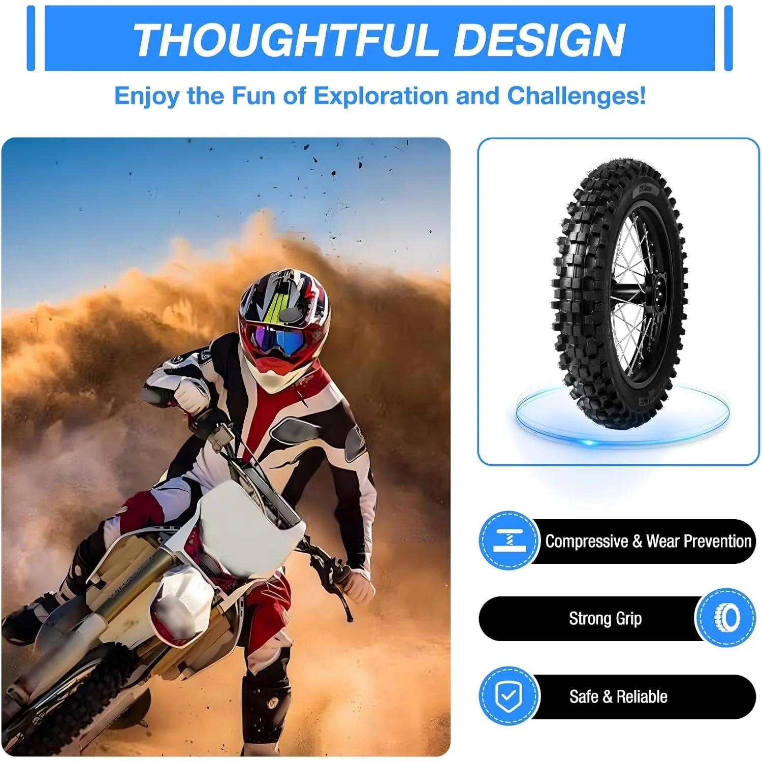 

90/100-14 Rear Wheel Tire and Rim Inner Tube with 15mm Bearing Assembl For Dirt Bike/Pit Bike/Monkey Bike/125/140/150/160CC