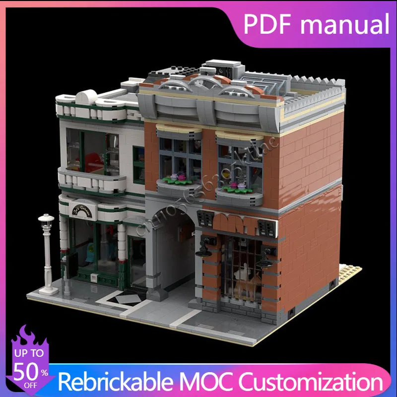 

Лидер продаж, 1997 шт., музейный уголок Atelier, гараж, архитектурный пейзаж, строительный блок, городский вид на улицу, кирпичи, модель игрушки, подарок для детей