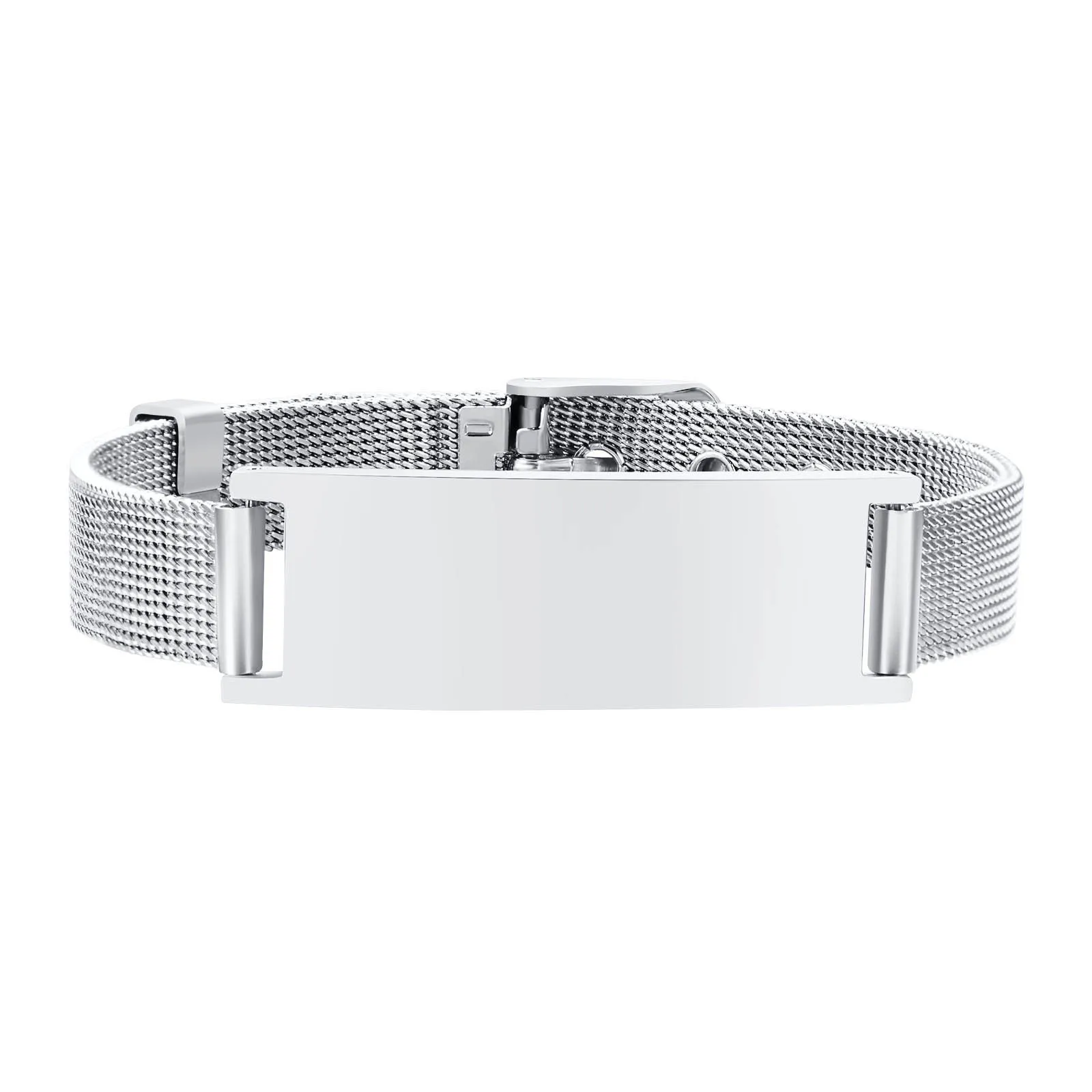 Vnox 10 mm / 16 mm medische waarschuwings-ID-armbanden, heren dames mesh-bandarmband, gratis graveren SOS noodcontactarmband