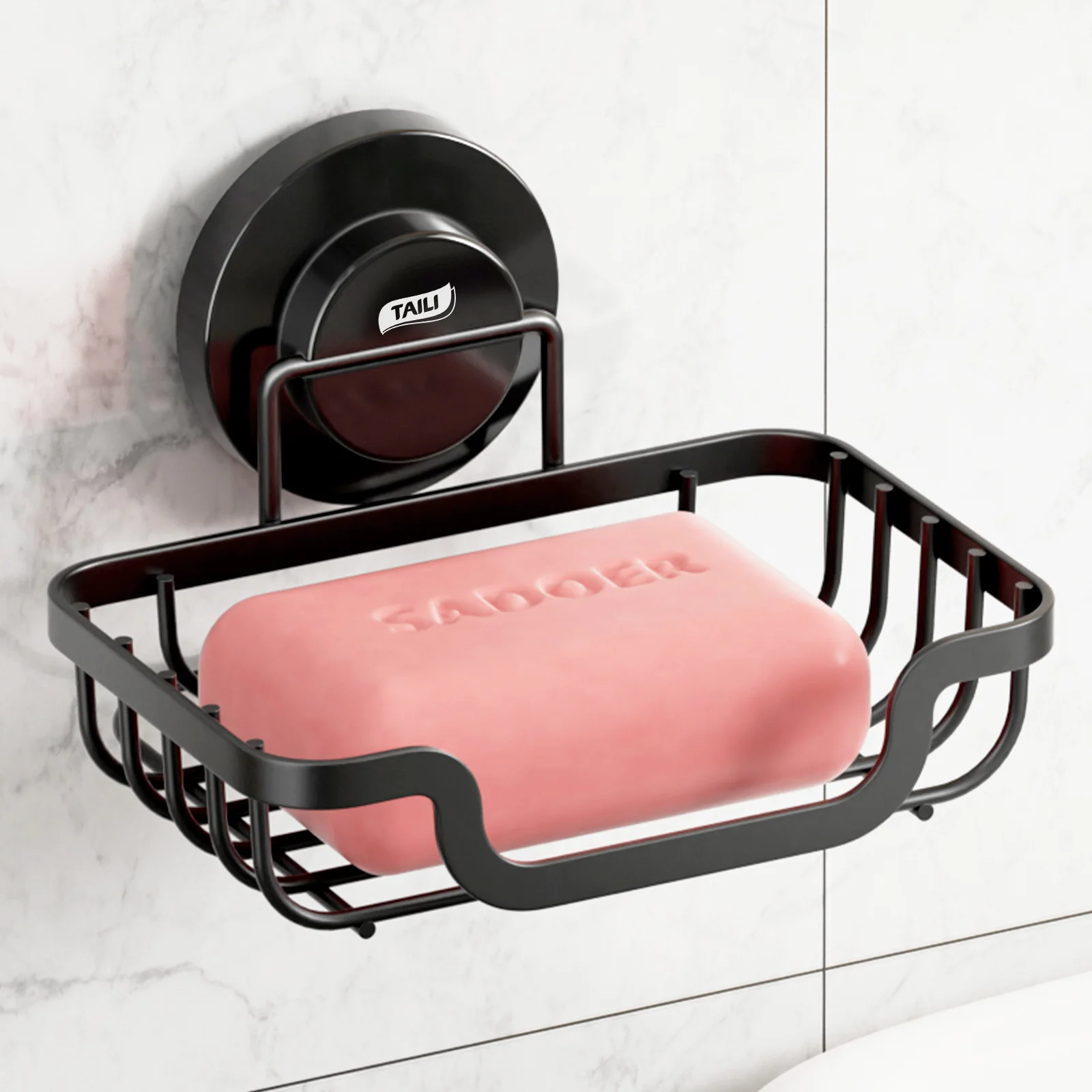 TAILI Soap Holder Bar Soap Dish Suction Cup, Bar Soap Rack for Shower Wall, Draining Soap Saver Tray for Bathroom, Tub, Kitchen