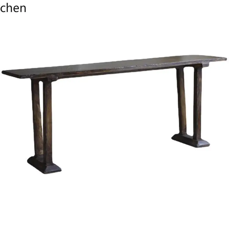 CZ Zen Entryway Table Solid Wood Strip Case Wabi-Sabi Style Vintage Long Strip Buddha Altar Table