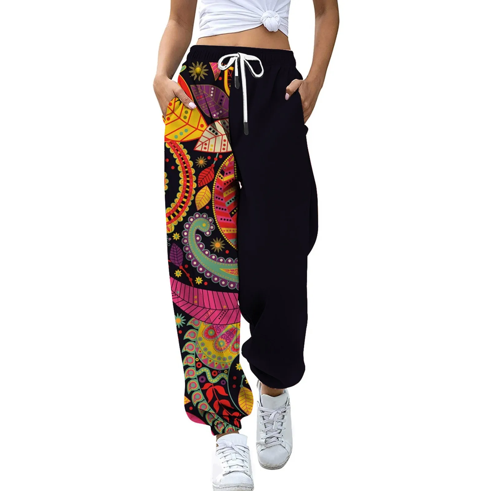 New Loose Jogging Pants Women 2022 Fashion Print High Waisted Workout Athletic Lounge Joggers Outdoor Trousers Ladies Sweatpants