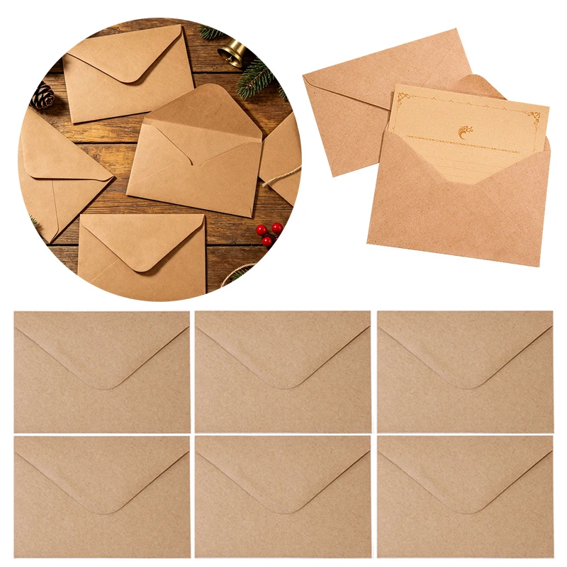 25-50PCS Vintage Retro Kraft Envelopes Elegant Paper Design Ideal for Holiday Gift Card Invitation Packag Mailing Stationery ZYF