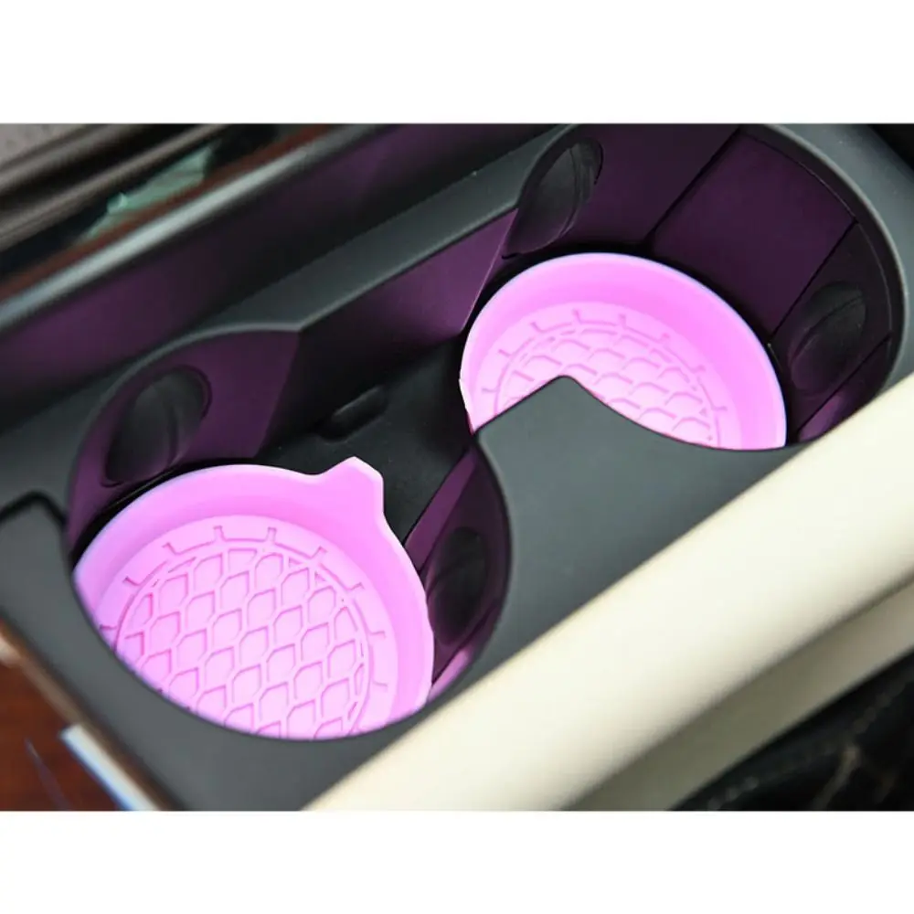 2Pcs Silicone Car Cup Coaster Pure Color Waterproof Non-Slip Cup Mat Sift-Proof Anti-scald Water Cup Pad Car Interior Accessory