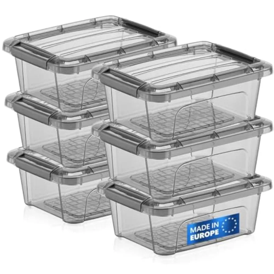 

Small Storage Container Bin With Lids 1.25Q Mini Plastic Storage Container With Latching Lids For Organizing Tinted 8' x 6 x 3