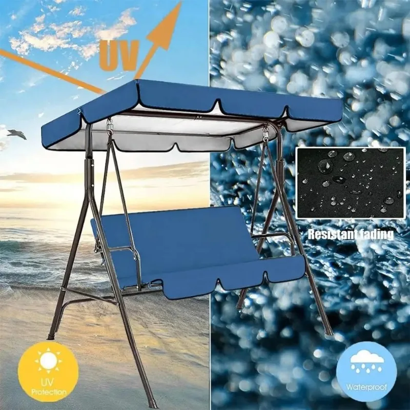 All-Weather Waterproof Swing Seat Cushion Cover, Durable UV Resistant 3-Seater Replacement Cover for Outdoor Garden Patio Swings - view 4