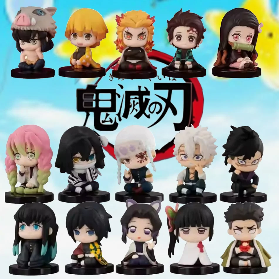 شيطان القاتل أنيمي المحيط 15 قطعة/المجموعة البسيطة Nezuko الشكل 4.5 سنتيمتر Tanjirou Kisatsutai هاشيرا Kawaii دمية نموذج اللعب المقتنيات