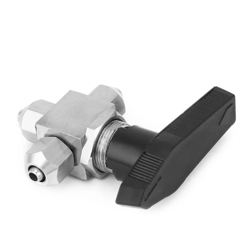 3-Way Ball Valve 304 Stainless Steel Quick Twisting Ball Valve For PU Water Air Hose6 X 4mm