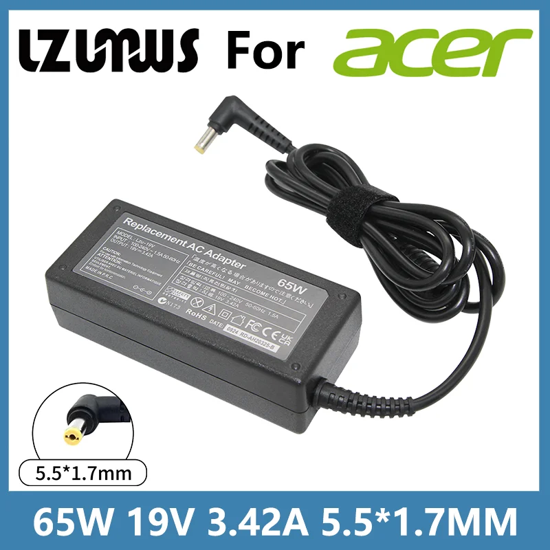 

65W 19V 3.42A 5.5mm*1.7mm Laptop Charger Compatible with Acer Aspire 5 Laptop A515-54