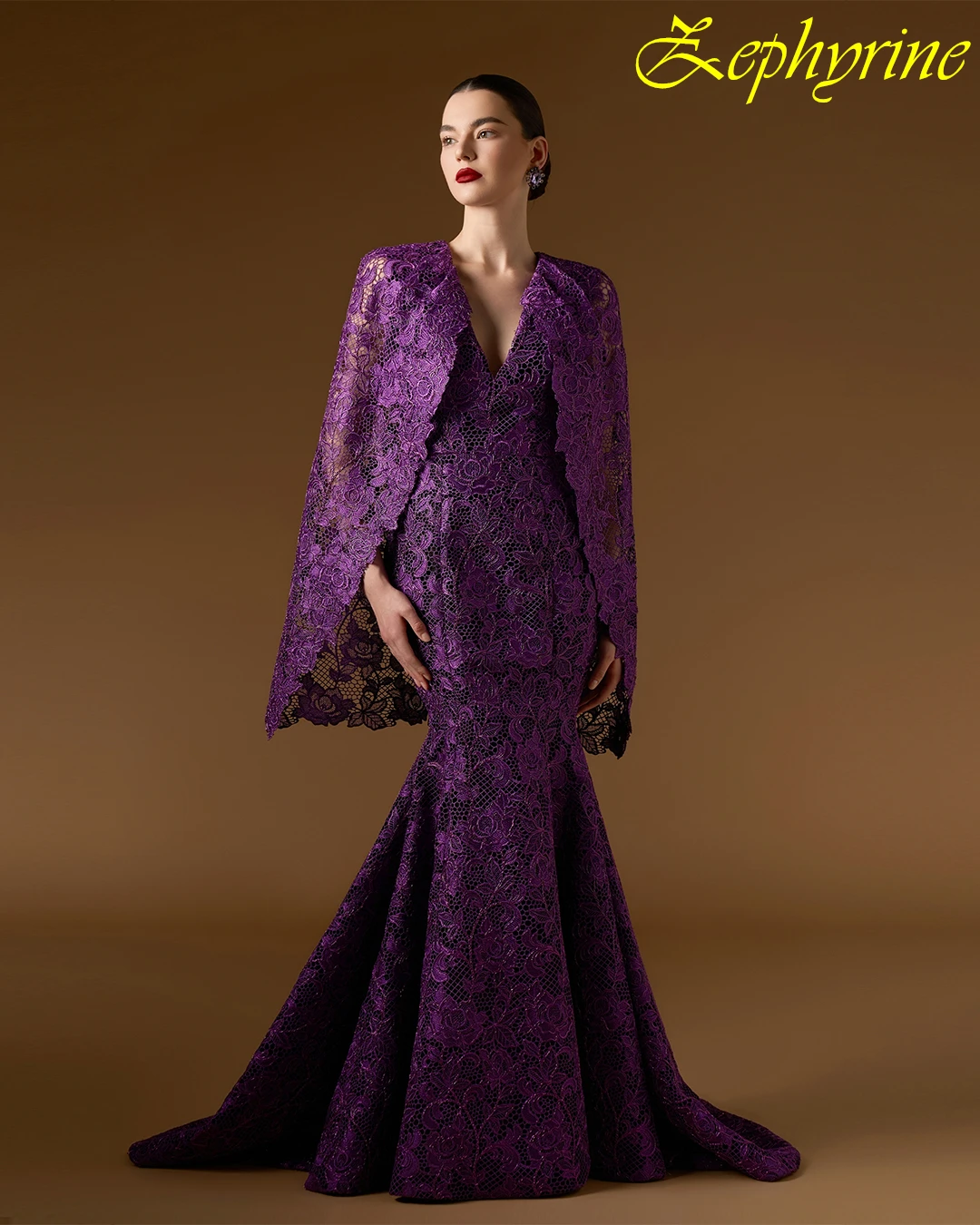 

Customized Mermaid V-Neck Short Sleeves Elegant Evening Dress Delicate Bespoke Occasion Gowns Fashion High Quality Prom Dress