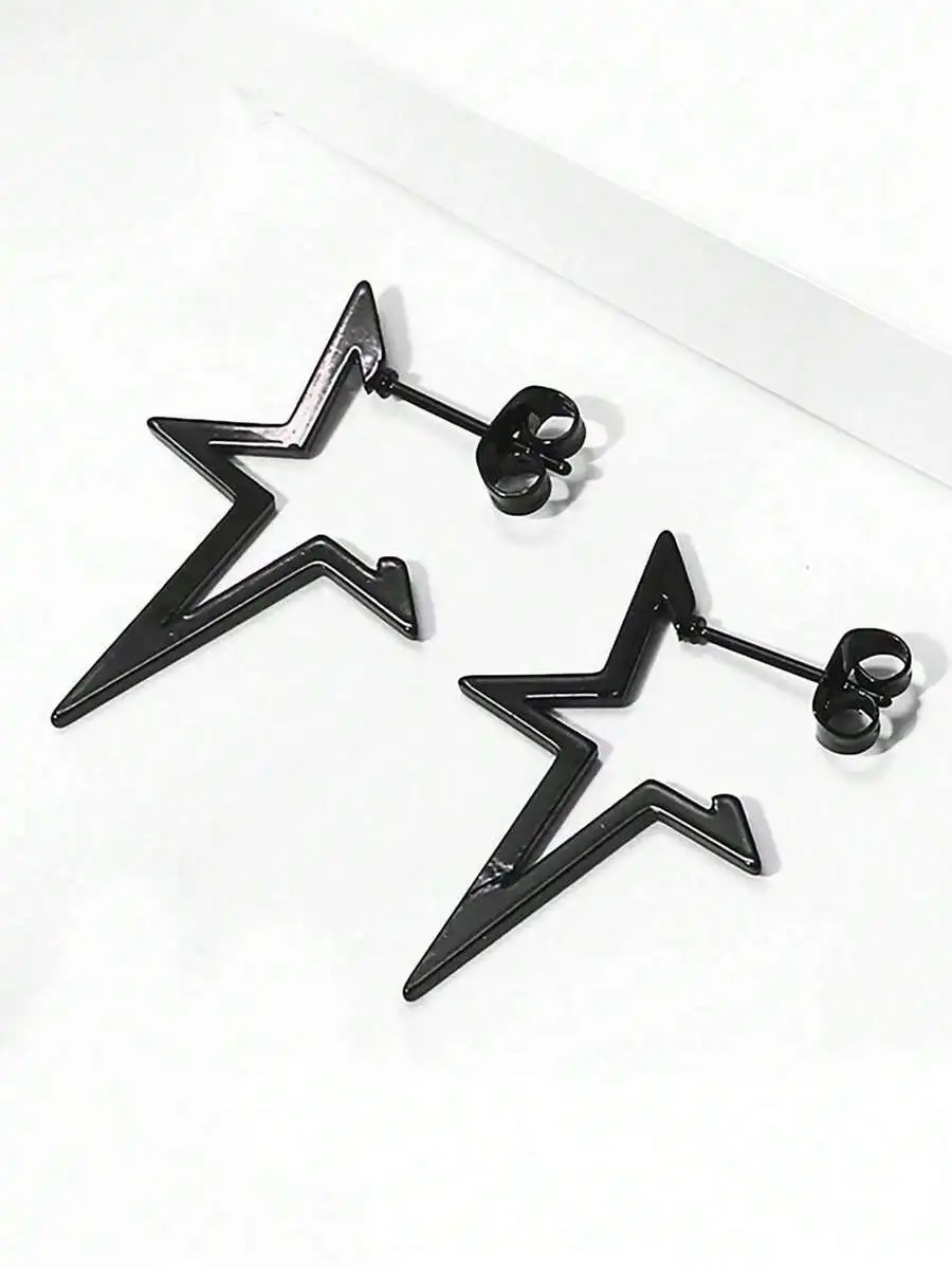 1pc Star Design Hoop Earrings, Stainless Steel Jewelry