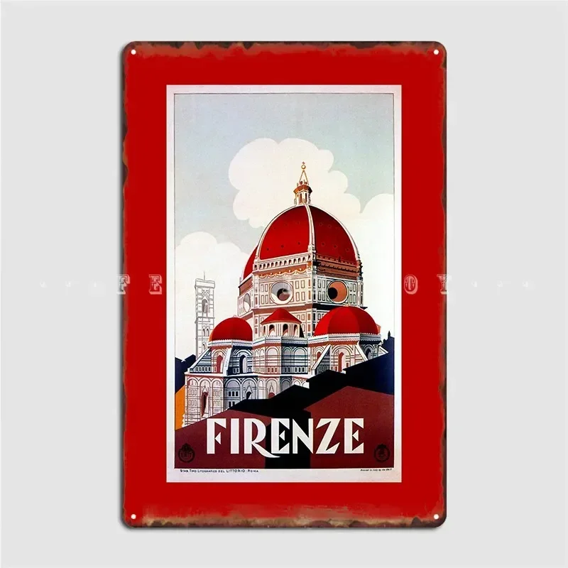 Florence Firenze 1920s Italian Travel Ad Duomo Metal Plaque Poster Printing Wall Cave Pub Garage Tin Sign Posters