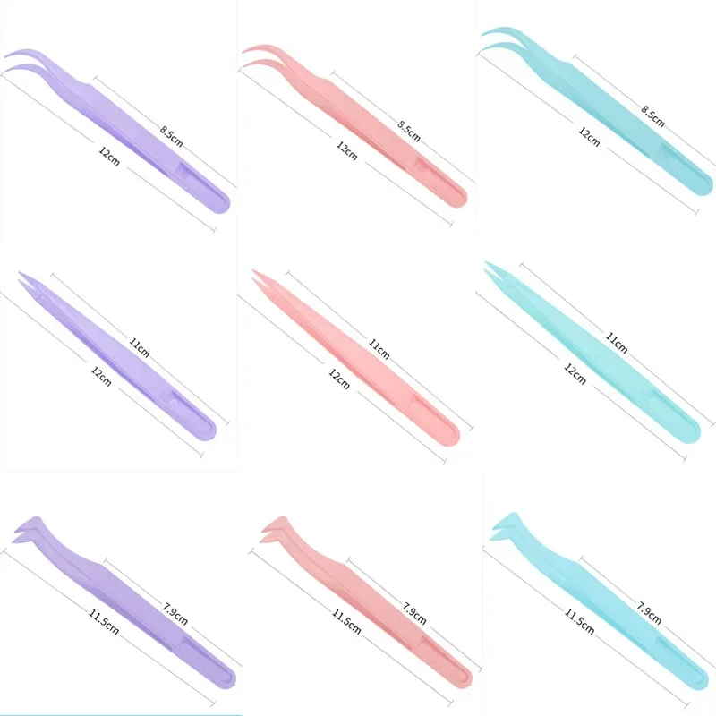 2pcs Manicure Colored Plastic Tweezers Nylon Plus Hard Clip Powder Blue Purple 12CM with Packing Succulent Tools Diy Handmade