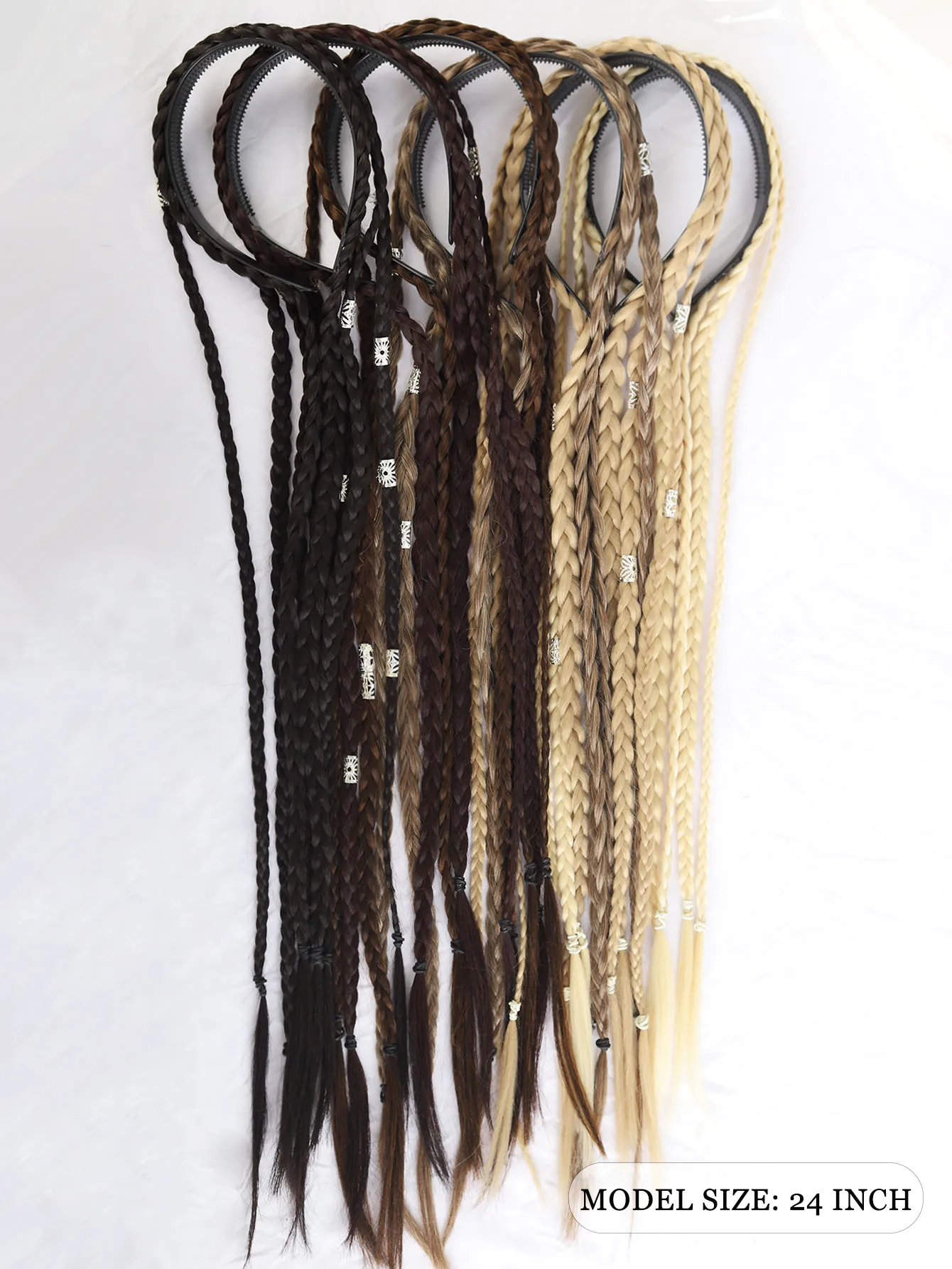 Synthetic Long Braids Hair Headband Wig Boho Hippie Braided Headband Hairpiece Women Festival Halloween Cosplay Hair Accessories