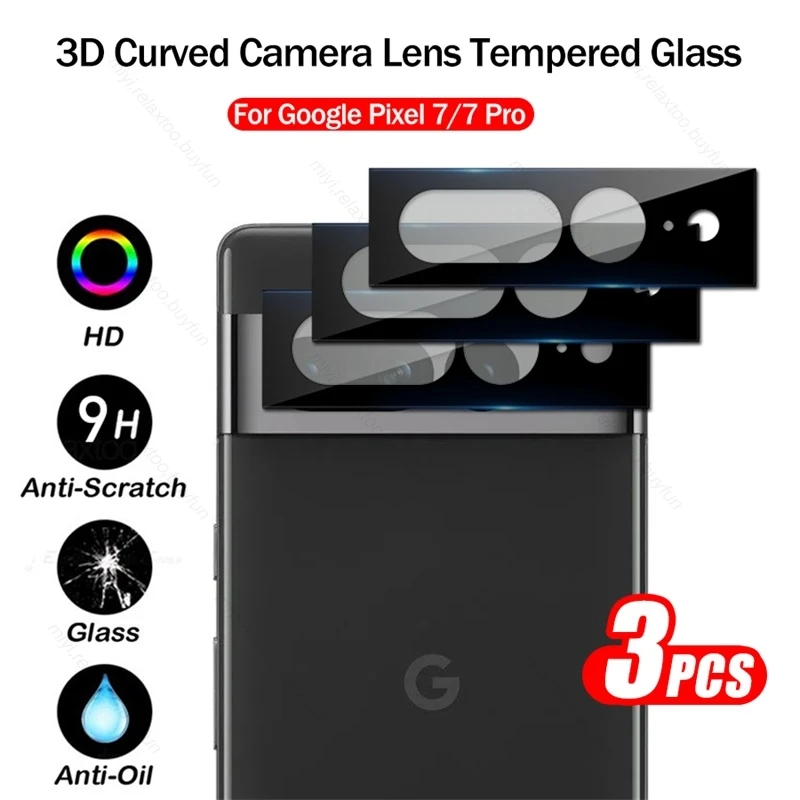 3PCS Back Camera Glass For Google Pixel 7 8 Pro 6a 7a 8a 5G 3D Camera Protective Glass Pixle 6pro 7pro 8pro Lens Protector Film