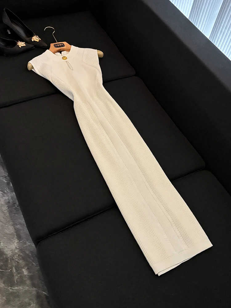 

Ele Winter Faion Knitted round Ne Slim Fit Svel Zipper Ba Dr Women's D9 High Waist Commute Sle Ci Wear