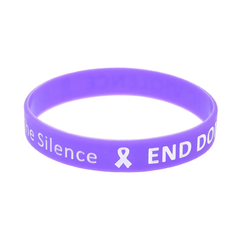 1 PC End Domestic Violence Break The Silence Silikonarmband Lila Sport-Gummiband – Detail 2