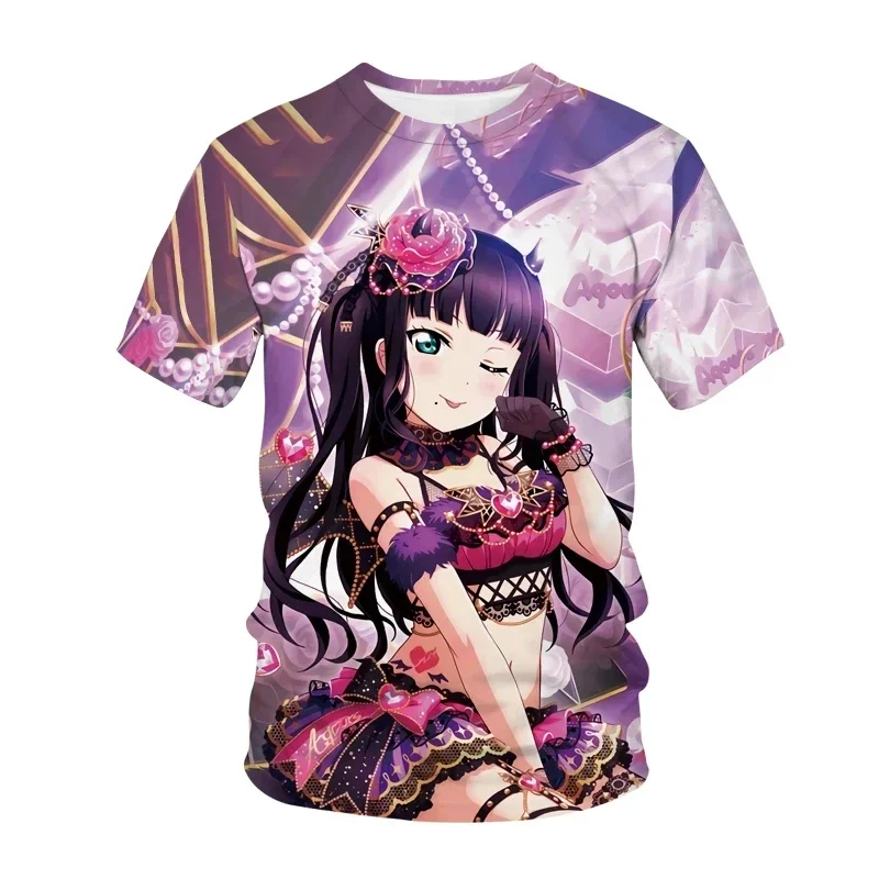 Summer New Japanese Anime Love Life T-shirt 3D Printing Fashion Casual Sports Short Sleeve Loose Comfortable Breathable Top