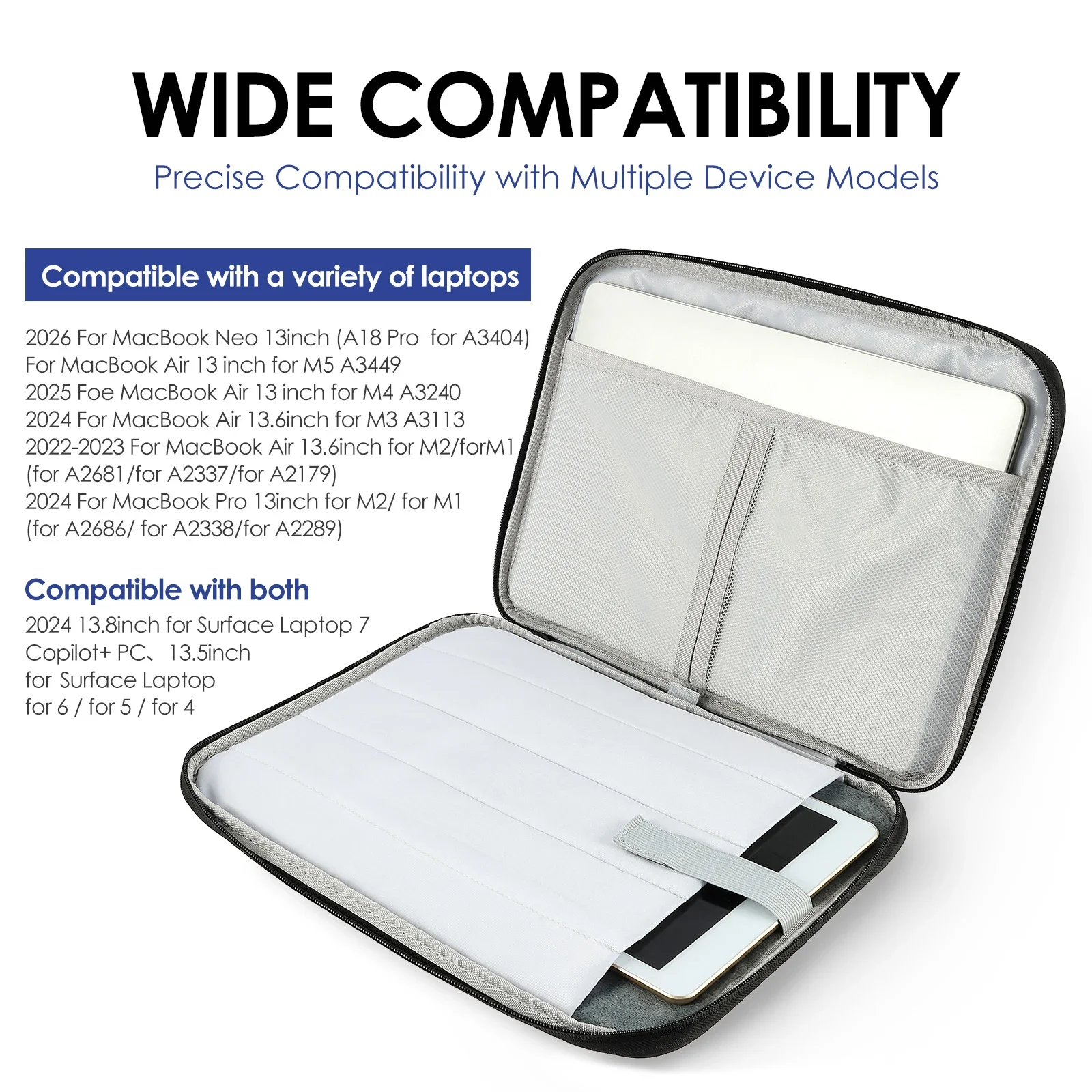 13 Inch Tablet Bag Waterproof Shockproof Laptop Sleeve Case with Comfortable Handle Portable Laptop Bag for Office Commute