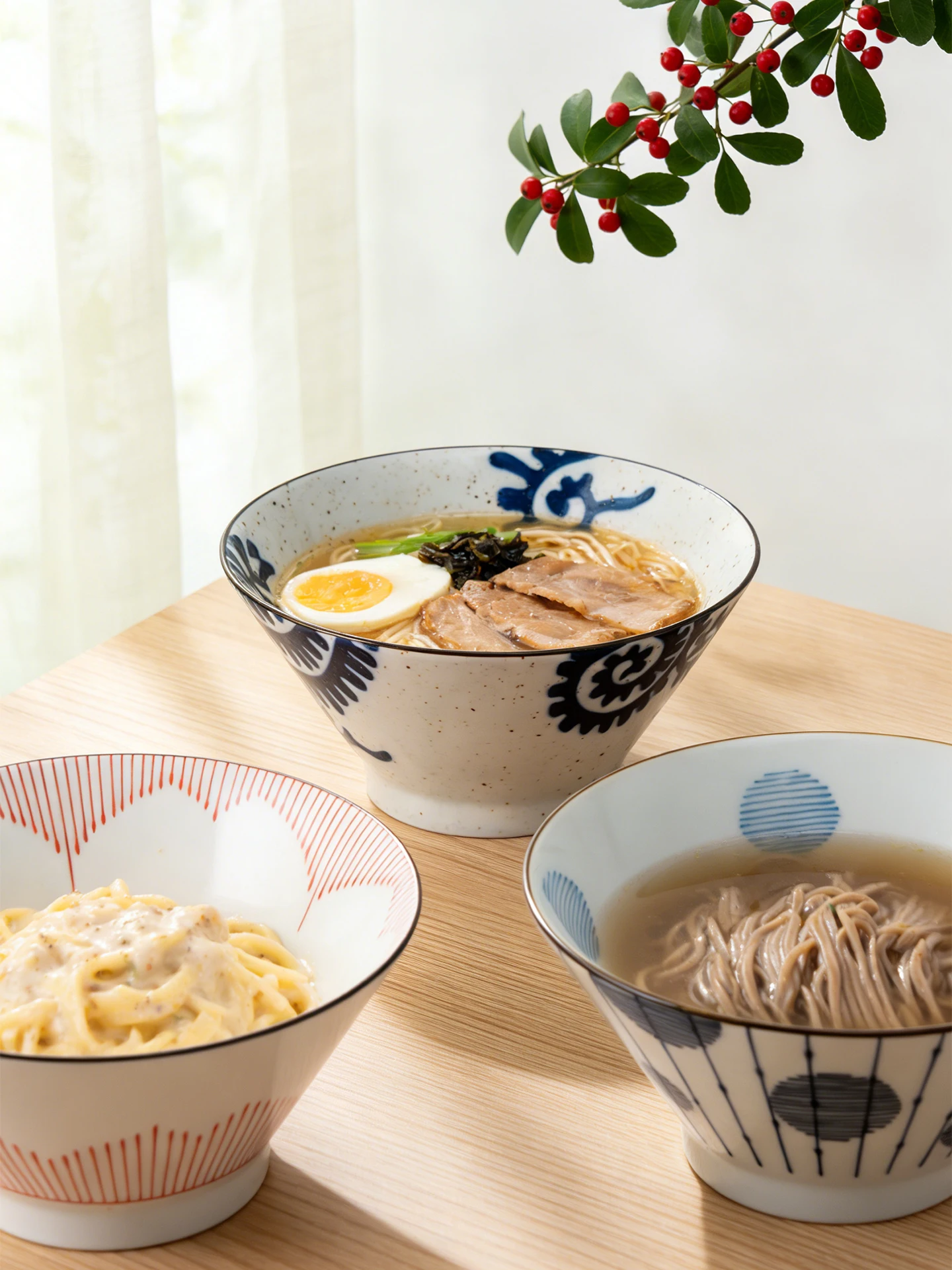 ciotola-in-ceramica-giapponese-minoyaki-di-alto-valore-estetico-ciotola-per-noodles-sakura-e-ten-grass-ciotola-di-lusso-a-forma-di-ombrello