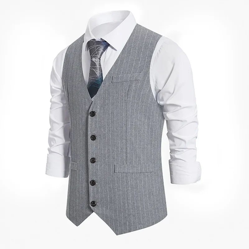 Gilet en Glaçage Rétro Rayé pour Homme, Vêtement Décontracté à Simple Boutonnage, Code Européen, Nouvelle Collection 2024
