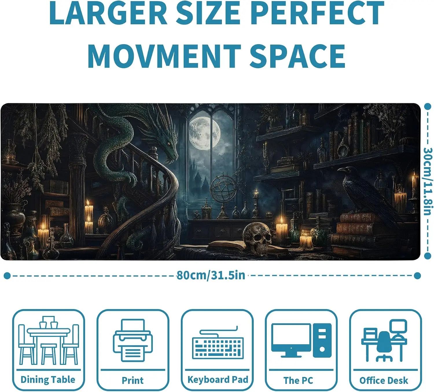 1Pcs Mouse Pads Cute Mouse Pads 900x400mm Mystical Gothic Library Gaming Mouse Pad Desk Mat Mouse Gaming Pads, Vintage