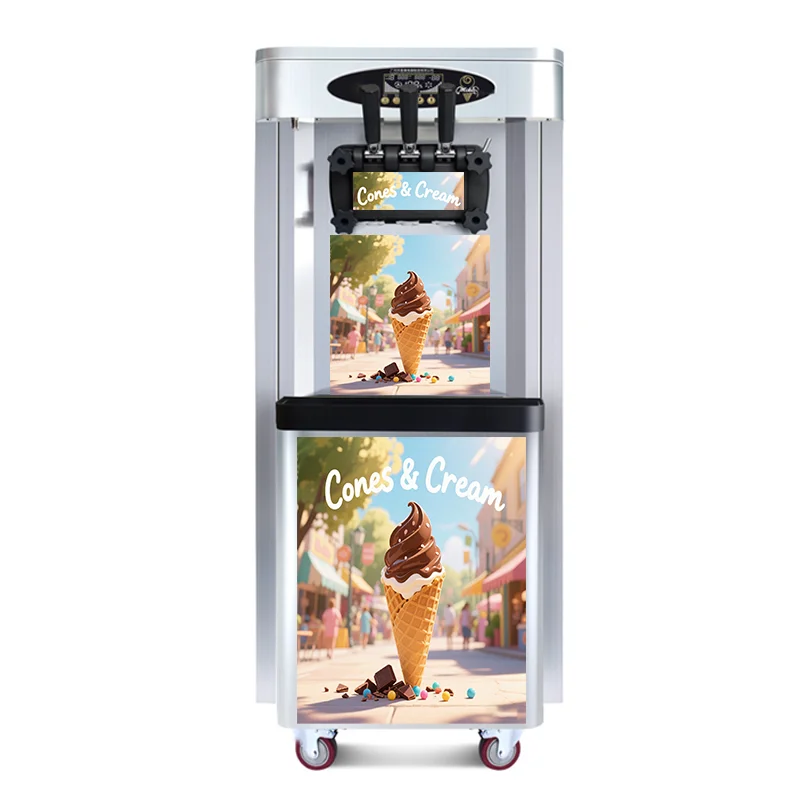 Chocolate Water Economical Motor Three Flavors Commercial Automatic Soft Serve Ice Cream Maker Machine New Home Use Yogurt Milk
