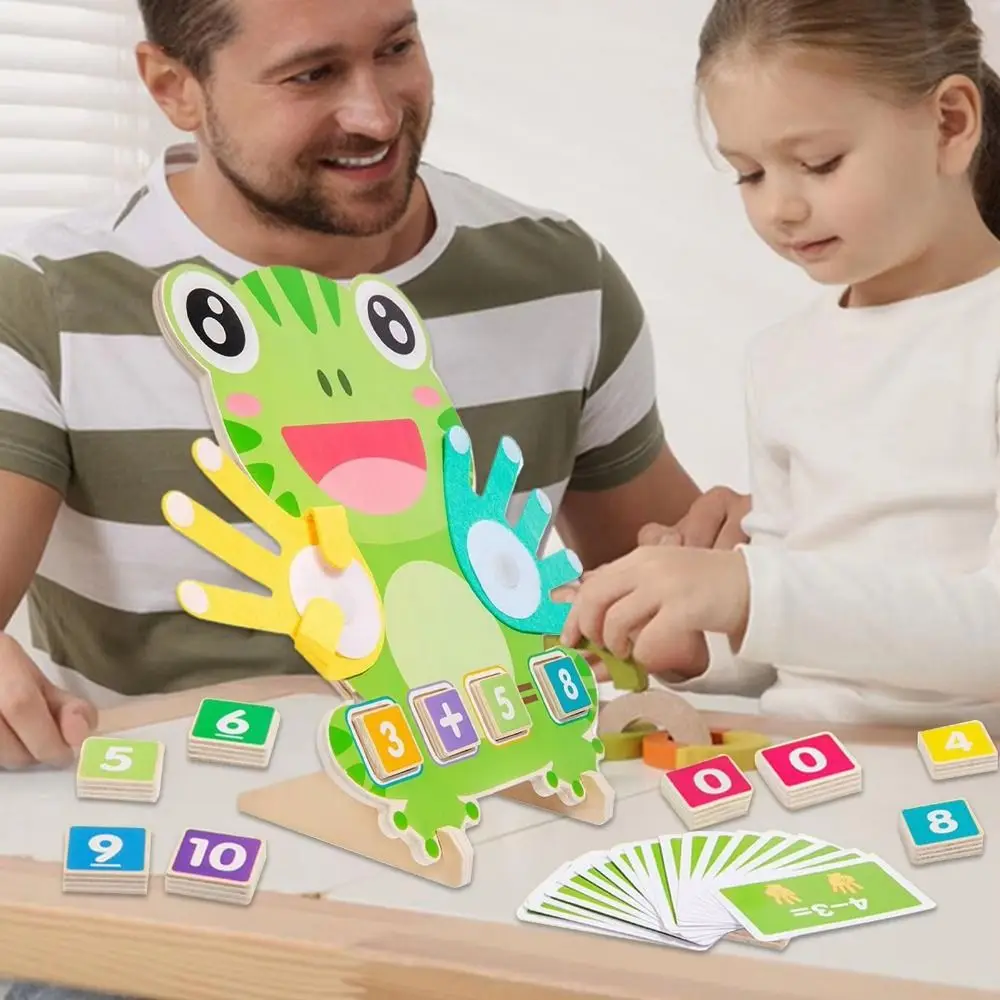 Montessori Operazione del dito della rana Puzzle Giocattoli educativi Numeri delle dita della rana Matematica Giocattoli colorati portatili per il conteggio dei bambini