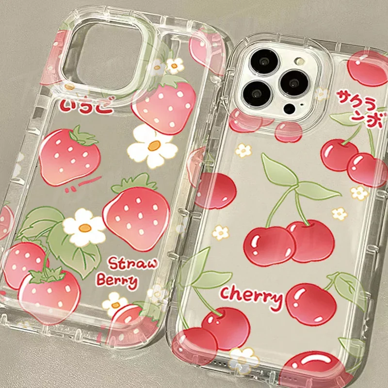 Strawberry Orange Fruit Case for Samsung Galaxy S24 Ultra S23 S22 S21 FE S20 Plus Note 20 10 Pro A34 A54 A33 A53 Clear TPU Cover