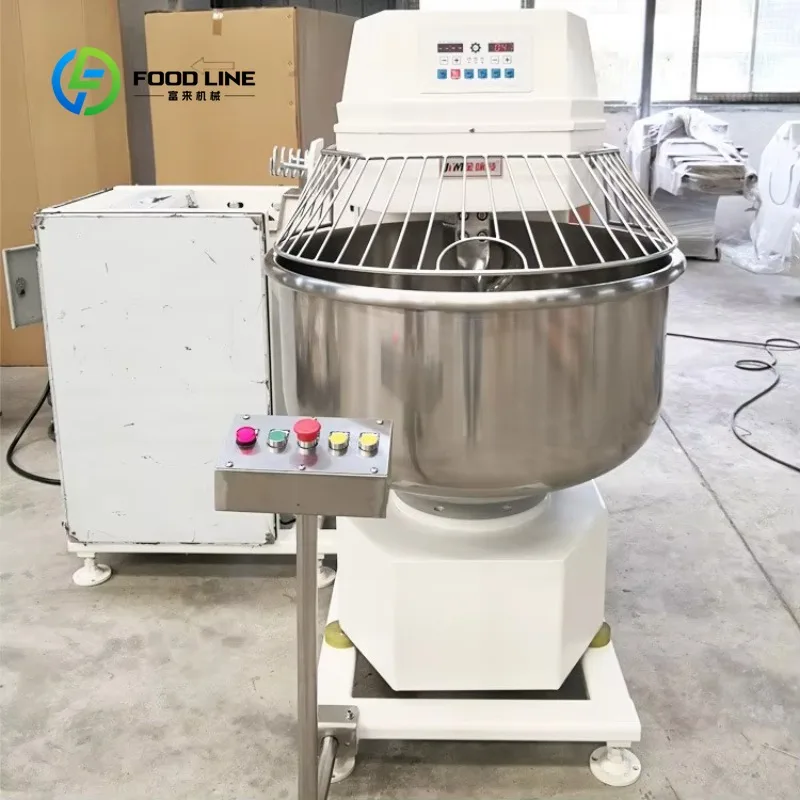 Customized 80/160/200kg Heavy Duty Spiral Dough Mixer, Automatic Bowl Dumping Design Flour Mixer for Large Processing Factory