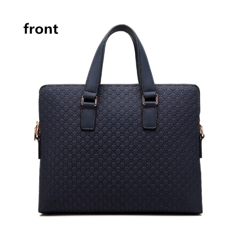 Echt leder Herren Handtaschen Business Aktentasche tragbare 14 "Laptop tasche Schulter diagonal blau/schwarz Leder Umhängetaschen