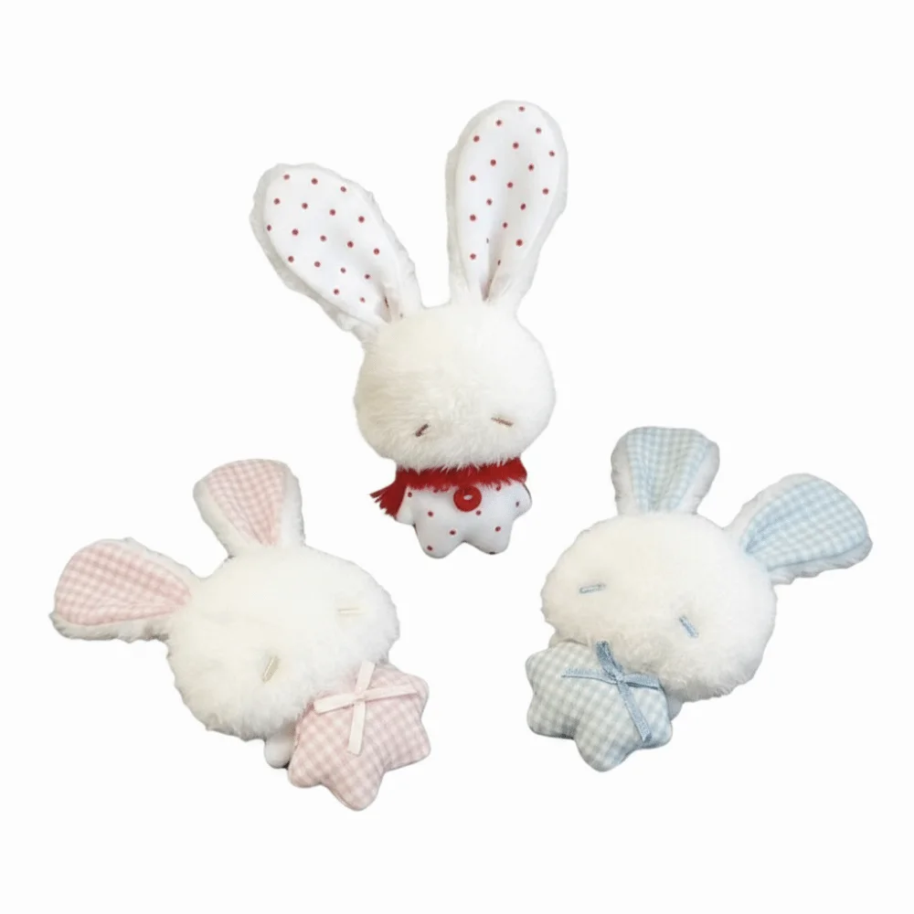 Cartoon Soft Stuffed Bunny Keychain Bead Chain Long Ear Stuffed Bag Charm Backpack Pendant Backpack