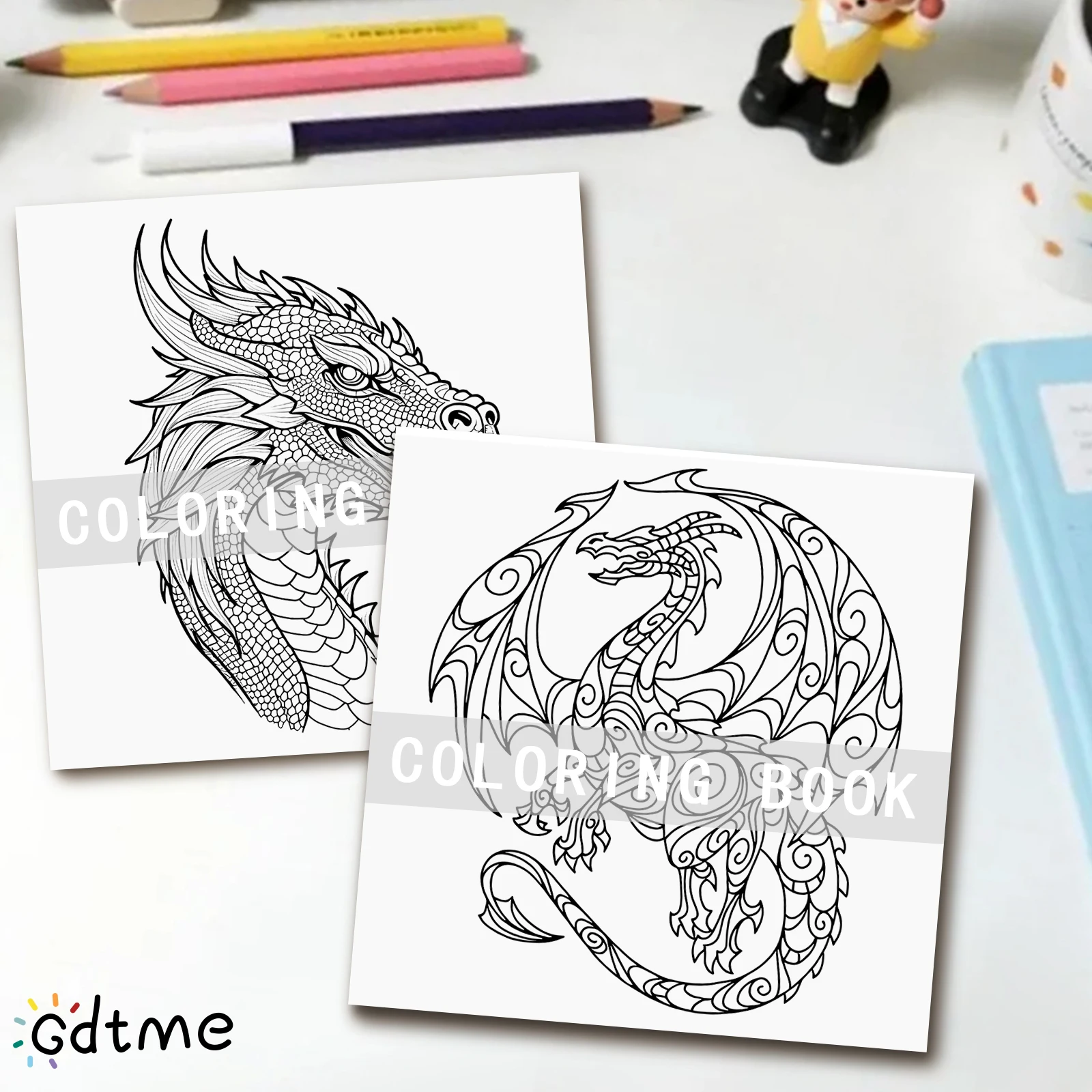 Künstlerisches Drachen-Malbuch, aufwendige und entspannende Designs für Erwachsene, Aktivitätsbuch zur Stresslinderung und Achtsamkeit – Detail 6