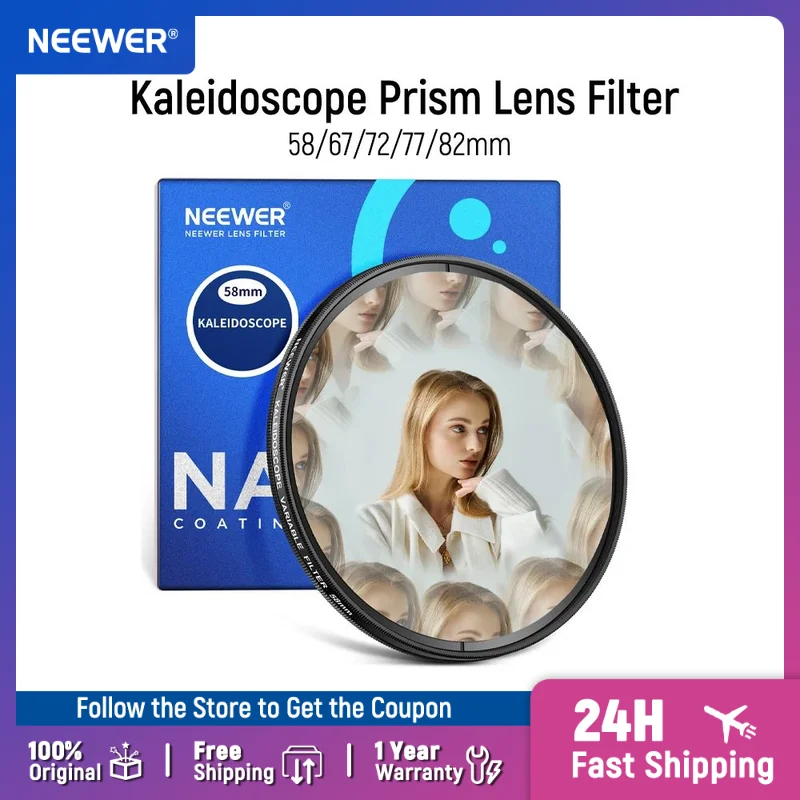 

NEEWER Kaleidoscope Prism Lens Filter Photography Prism Crystal Glass Effect Filter with Multi Refraction