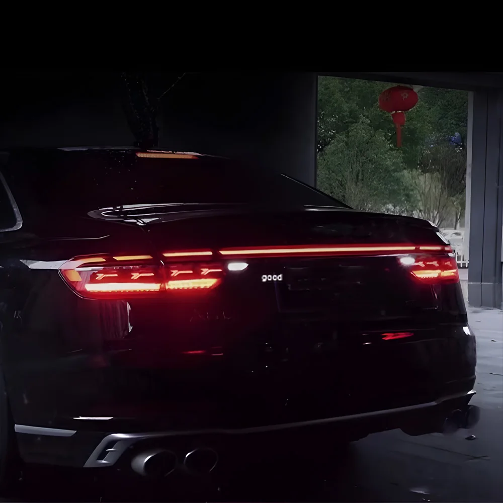 

Автомобильные задние фонари в сборе для Audi A8 2018-2022, светодиодные автоматические задние фонари, обновленный эффект запуска, динамические аксессуары для задних фонарей